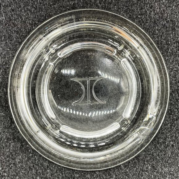 Vintage Hilton Hotels 4.75" Round Clear Glass 4 Slot Cigarette Cigar Ashtray - Picture 3 of 4